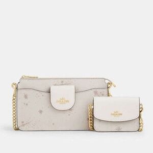 New✨Coach Poppy Crossbody Bag With Star Print Gold/Chalk